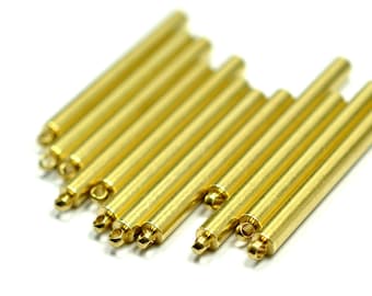100 piezas latón crudo de alta calidad 3x30 mm cilindro redondo 1 bucle largo Stick Bar colgantes ( tamaño de bucle 1.5 mm ) Z100