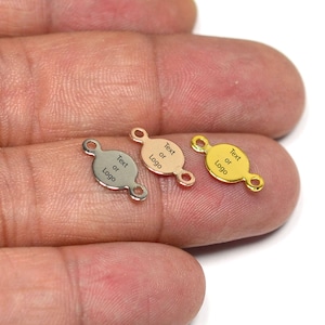 Custom Tag Laser Engraved Jewelry Charms , Personalized    Charms  ,  7 mm Round Charms  With 2 Loops , Findings , Bracelet Charms   L55