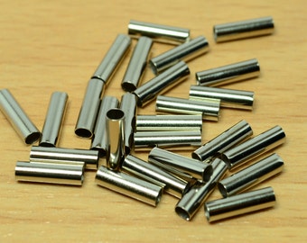 50 Pieces Silver Tone  3x10 mm Cylinder  Brass Tube