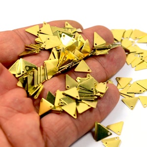 500 Pcs. Raw Brass 9x10 mm Triangle Geometric Stamping Blanks Findings  H0434