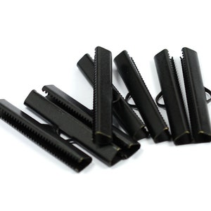 100 Pcs. Matte Black 6x40 mm Ribbon Crimps End Finished