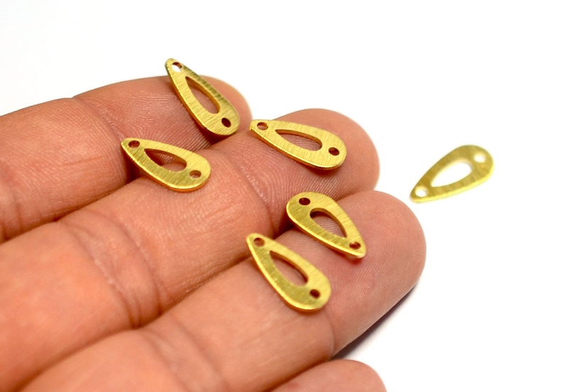 Brass Textured Drop Charms MT220 Raw Brass 2 Hole Drop Circle Charms Findings 0.8x7.5x14.5 mm