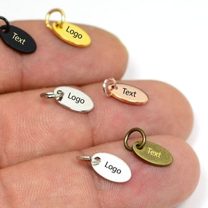 Custom Tag Laser Engraved Jewelry Charms , Personalized  Jewelry  Charms  , 5x9 mm Oval Jewelry  Logo , Findings  L92