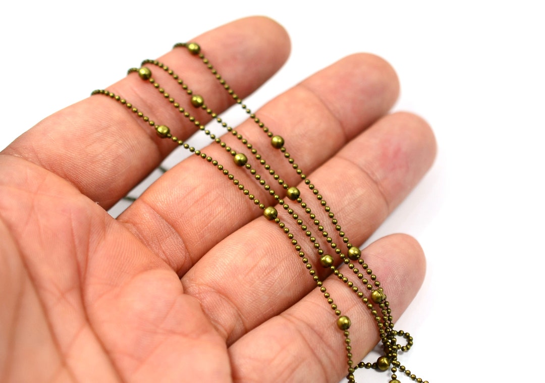 Antique Brass Ball Chain , 1.5 Mm Antique Brass Ball Chain Findings
