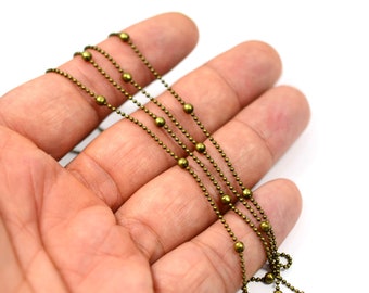 Antique Brass Ball Chain  , 1.5 mm Antique Brass Ball Chain Findings  , Jewelry Supplies