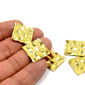 Brass Square Wavy Charms  ,10 Pcs. Raw Brass  Wavy Square Charms ,(0.6x20x20 ) Jewelry Supplies , Earring Charms