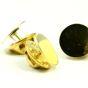 20 Pieces Gold  12 mm Pad (15/32&quot;) Tie Tack Blanks Findings, Clutch Pin Brooch