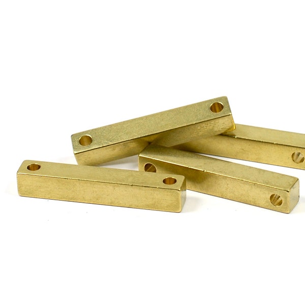 5 Pcs. Solid Brass 5x5x30 mm ( 3/16" x3/16"x 1 3/16" ) Square Personalized 2Hole Bar Blank , 2.5 mm Hole Size   Z33