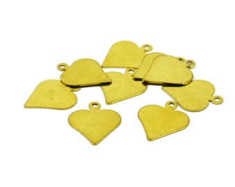 50 Pc.  Raw Brass13x16 mm Heart Stamping Tag Findings