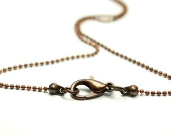 12 Pieces 31 " ( 80 cm ) Antique Copper 1.5 mm Ball Chain Necklace with Lobster Finished
