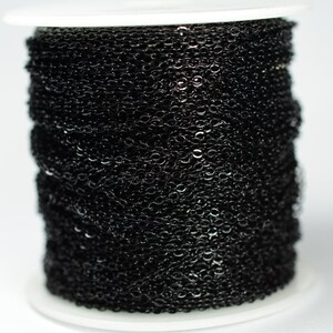 99 Feet 30 Meter Black Color 1.5x2 mm Oval Soldered Brass Chain