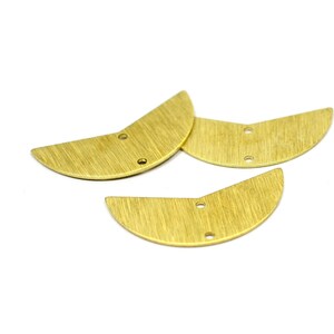 Brass Textured Slice Charms, 10 Pcs. Raw Brass Slice 2 Hole Charms , (0.8x11x31 mm)  , Jewelry Supplies, Connectors  MT374