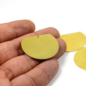 10 Pcs. Raw Brass 35x28x0.5 mm (24 Gauge ) Half Round Stamping 1  Hole Blank Findings