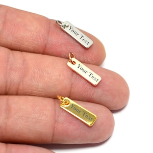 Custom Logo Tags , Logo Engraved Tag With Jump Ring , Custom Necklace  Tag ,0.8x5x15 mm , Jewelry  Tag  , Findings