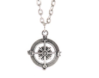 Compass necklace silver 60cm