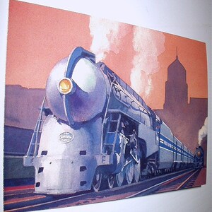 Il francobollo della locomotiva a vapore J-3a del treno limitato del 20 ° secolo commemorativo della carta postale prepagata inutilizzata, noto come il treno più famoso del mondo