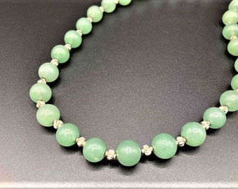 Green Quartz Bead Semi-Precious Stone 19 Inch Necklace 72 Grams
