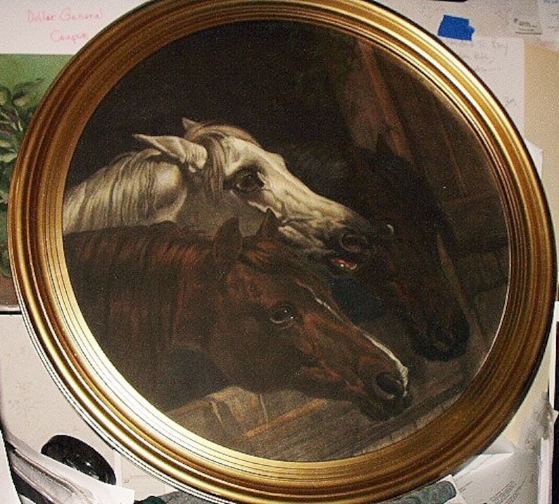 Horses Trio John Fredrick Herring Artist Rare Original 1800 Antique