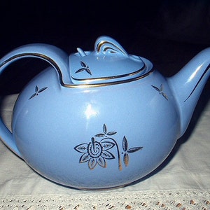 Teekanne Hall China Cadet Blau 6 Tassen Vintage 1940er Jahre mit Cadet Hook Deckel Getränke Servierkanne