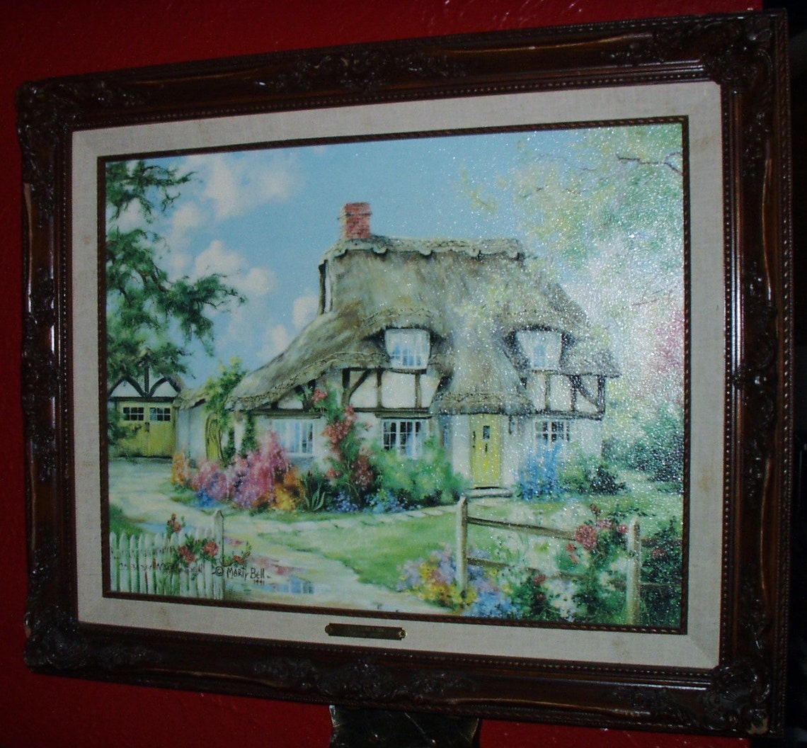 Marty Bell Cottage House Landscape Oil Print Painting Etsy