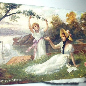 Raphael Tuck carte postale 1900 Oilette ancienne inutilisé été ensoleillé filles victoriennes par l'artiste de l'eau Herbert Horwitz papier éphémère