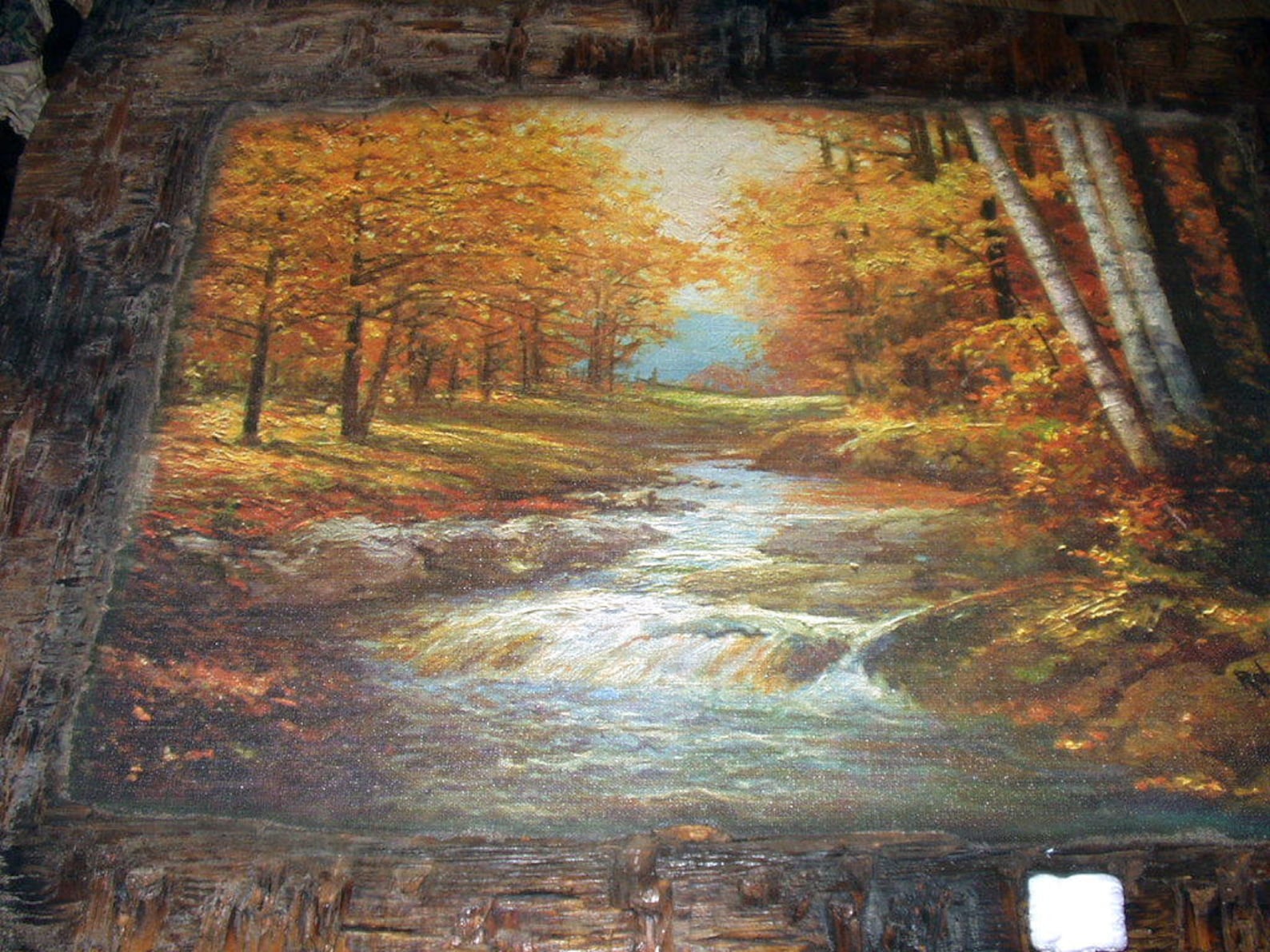 Autumn Leaves Robert Wood Artist Large Oil Painting Dated 1959 Heavy 30