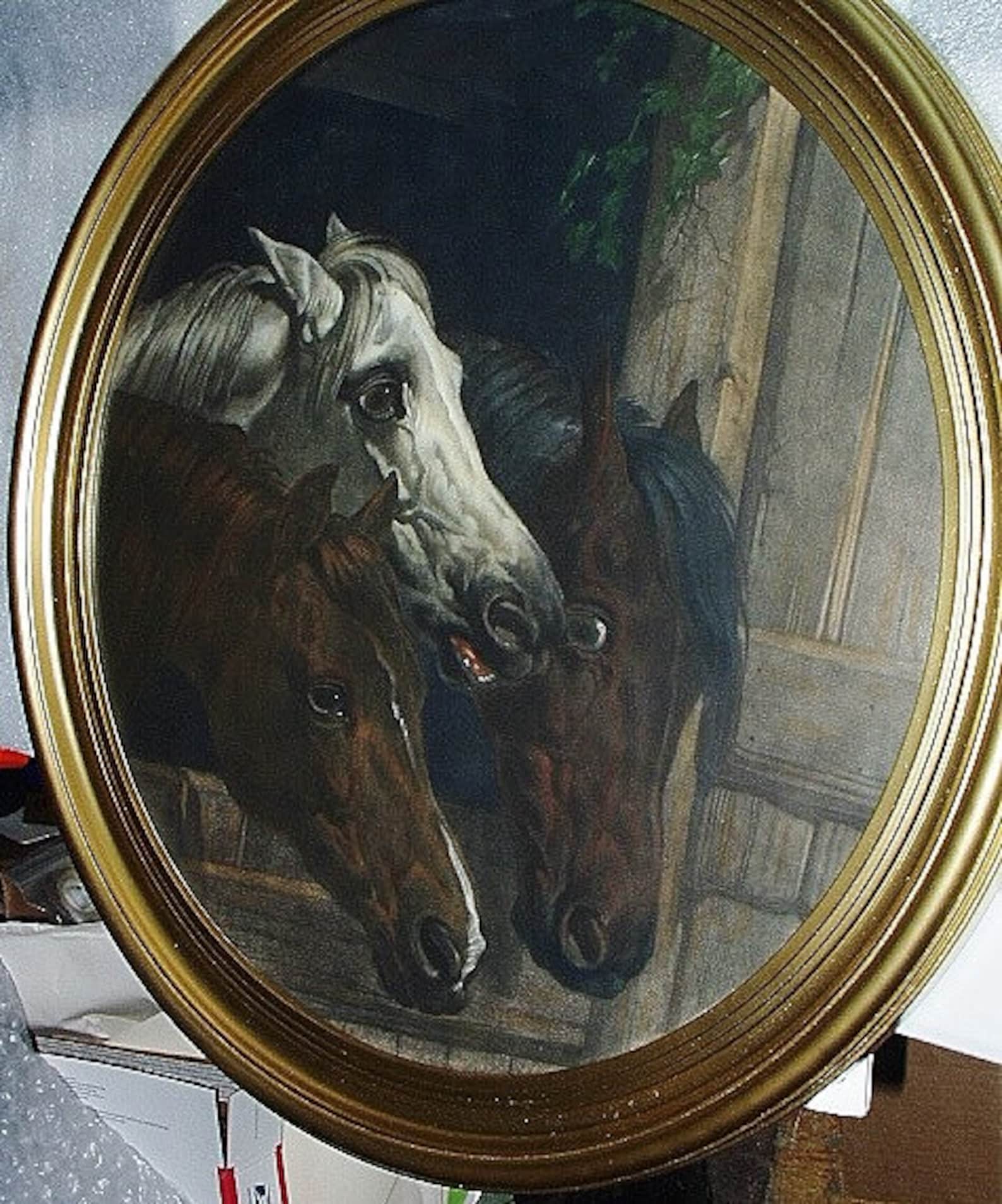 Horses Trio John Fredrick Herring Artist Rare Original 1800 Antique