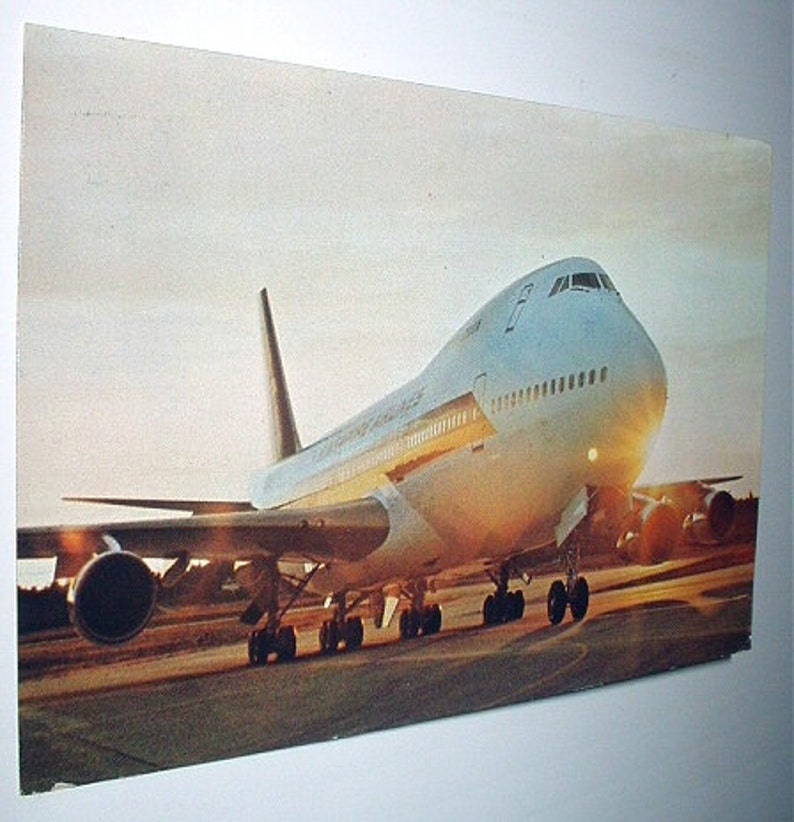 Airplane Jumbo Jet SIA 747 B Singapore Airlines Vintage Used 1975 Hong Kong Postcard