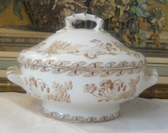 French Antique Soup Tureen Longwy Chartres Model Kitchen decor Table decor 19th Century