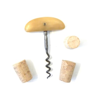 French Antique Corkscrew with Horn Handle Wine Bottle Opener Wine Lover Gift 19th century