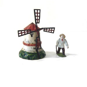 Metal toys Farm Figurines miller and his mill, Miniature Hollow Lead Figures Collectible Toys 1930s