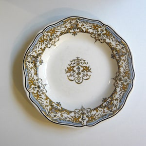 Antique deep plate Gien France with Polychrome Scrolls and Scalloped Rim 1 Transferware soup plate 1930-1940s Table Decor Collectible