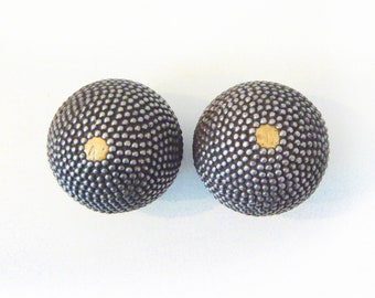 French Antique Wooden Studded balls Pair of Petanque Studded Boules Balls Lyonnaises Boules Set of 2 Outdoor Games 1900-1920s