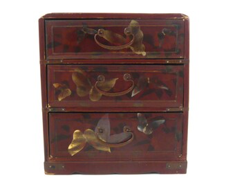 1900s Jewelry box shaped Asian chest of drawers French antique Wooden Furniture Wooden Cabinet with Drawers Home Decor Japanese Decor