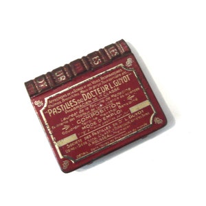 French antique Tin Box Shaped Book Advertising Tin Box Pharmacy 1920s Collectibles tin box