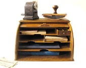 Wooden Desk Organizer and Sliding Tambour Door Rollmop Desk Organizer Office furniture office Decor 1950s