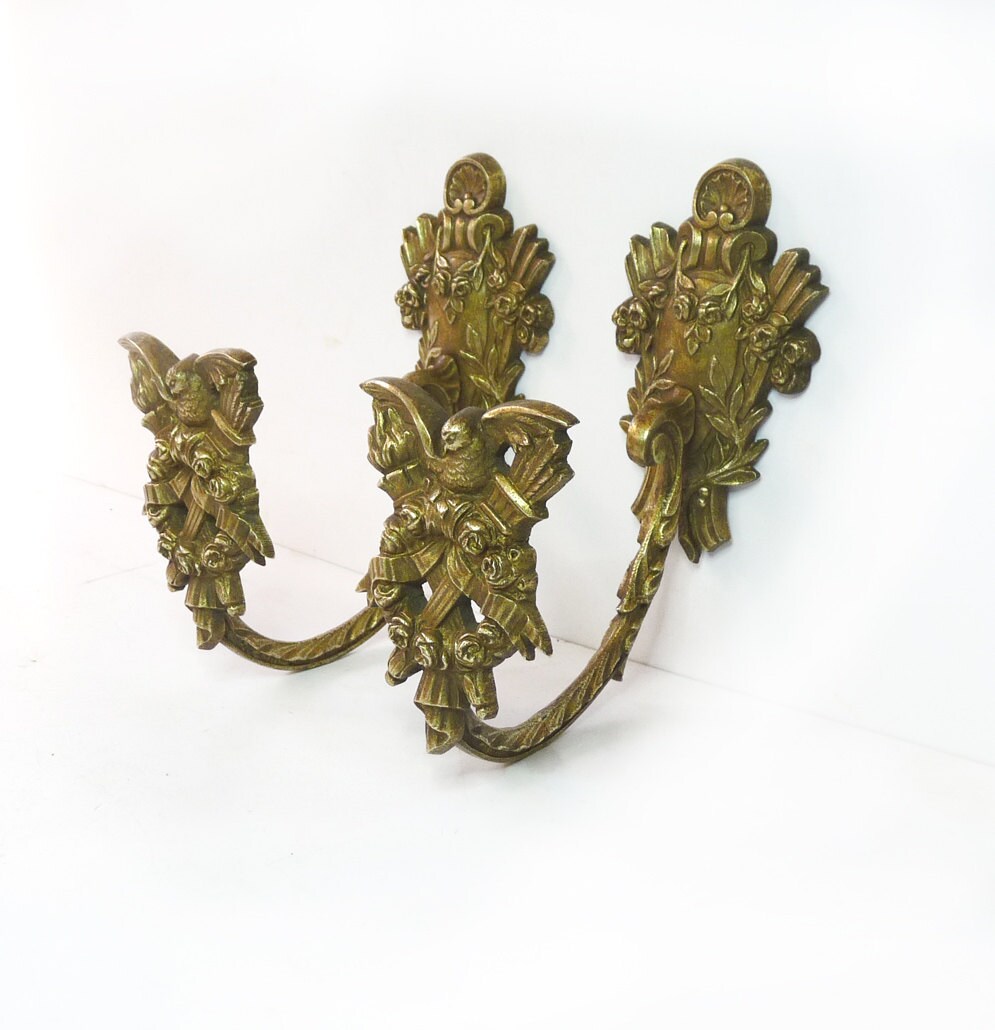 Antique curtain tie backs Set of 2 gilded bronze curtain Etsy