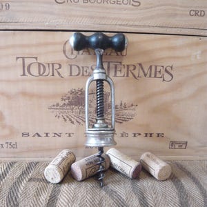 French antique corkscrew L&#39;Excelsior with ebony handle Wine Bottle Opener Kitchen Wine Accessories 19th Century Collectibles corkscrew