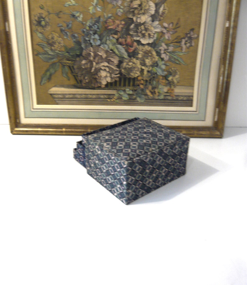 Antique fabric covered box French Vintage fabric box French haberdashery box Drawers box 1950s image 8