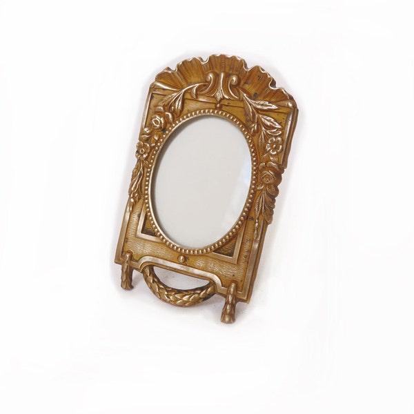 French Antique Small Picture Frame with Ornaments Mothers Day Gift H8,5 cm Free Shipping