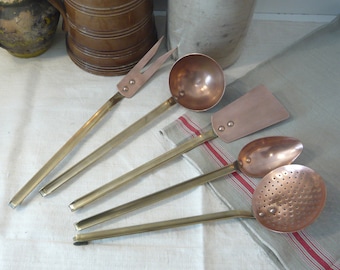 Copper Kitchen Utensils Kitchen Decor Complete Copper utensils set French country French Copper Cookware 1950s