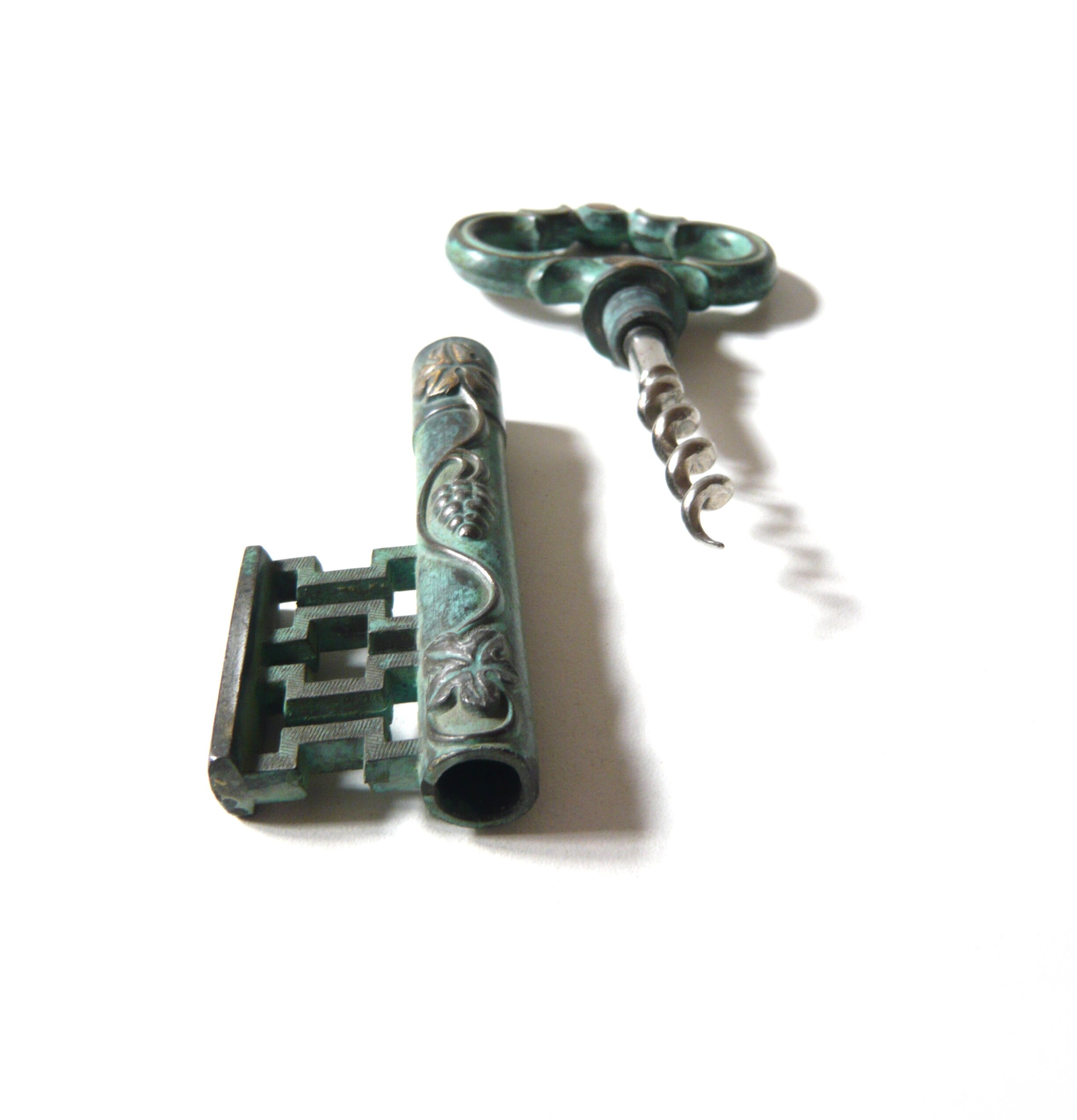 Key Corkscrew Brass Corkscrew Shaped Key With Bunch of Grapes Etsy