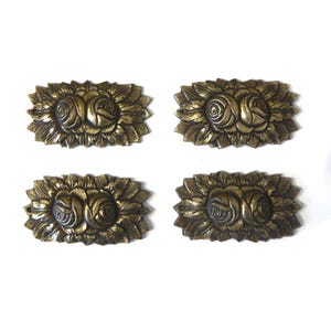 Set of 4 antique Hardware Ormolus Floral decor Set of 4 small bronze Ornaments Pediment mount Home decor Antique Furniture Ornaments 19th