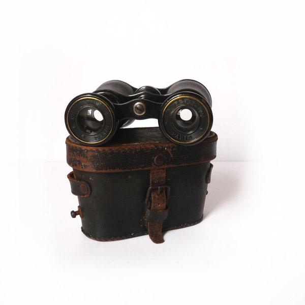 Antique Binoculars with Case stamped Paris