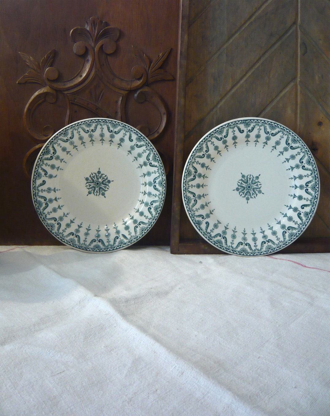 Antique Plates Gien Set of 2 Transferware Soup Plates Florentin Series ...