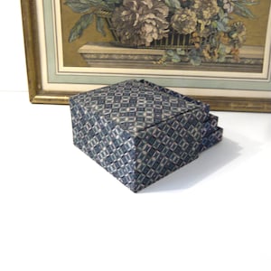 Antique fabric covered box French Vintage fabric box French haberdashery box Drawers box 1950s image 9
