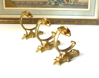 Curtain tie backs Set of 3 antique brass gilded curtain tie backs Home Decor French antique home decor Curtain hooks 1900s