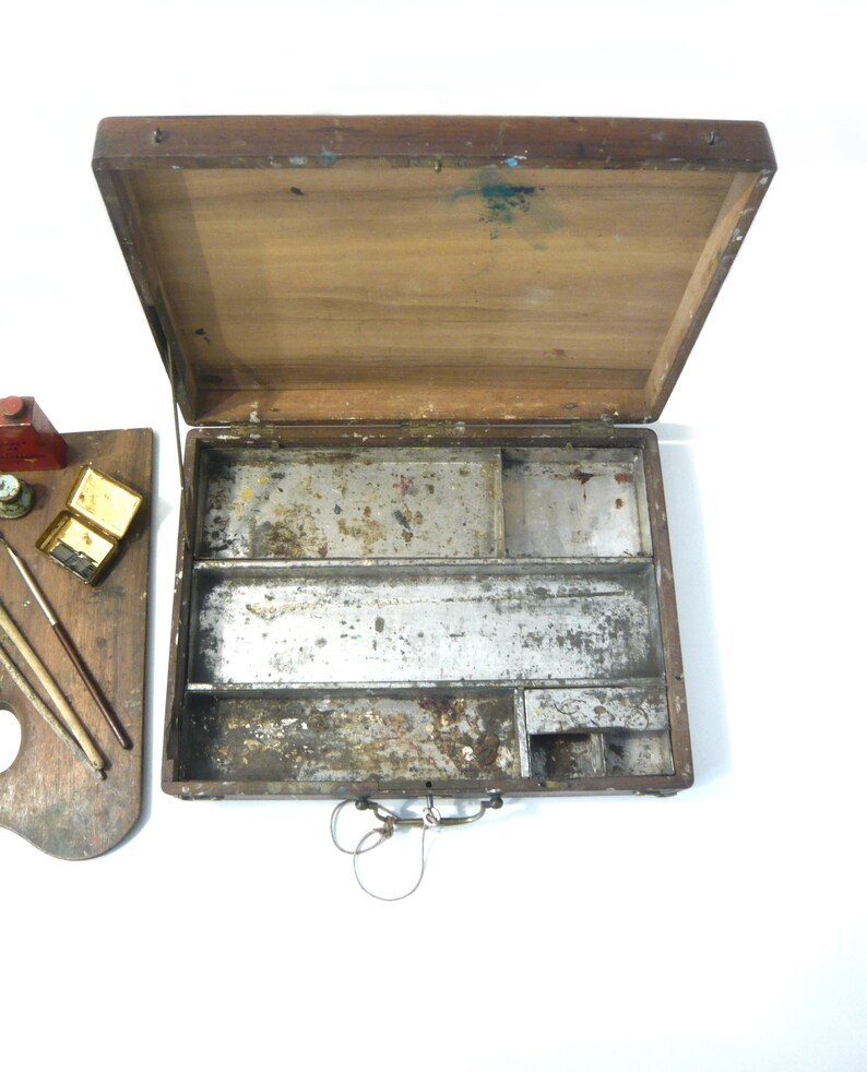 Antique Paint Box With Key and Palette Artist Box Art Supplies Etsy