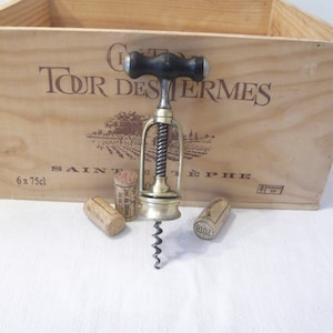 French antique corkscrew L&#39;Excelsior with ebony handle Wine Bottle Opener Kitchen Wine Accessories 19th Century Collectibles corkscrew