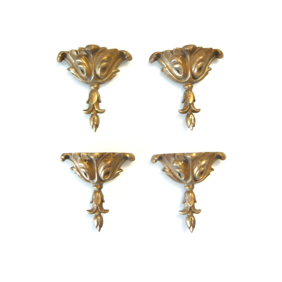 French Antique Furniture Hardware Ormolu Bronze H9.5 Cm Set of 4